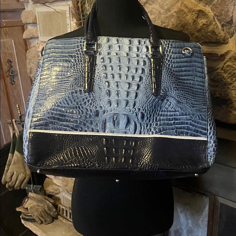 Brahmin Two-Tone Crocodile-Embossed Shoulder Bag